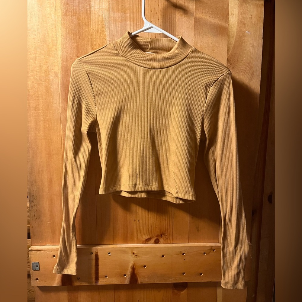 Altar'd State Mustard Ribbed Long Sleeve Top